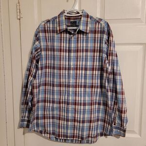 Jo's. A. Bank traveler's‎ collection plaid long sleeve button up shirt